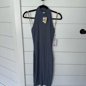 Elegant Blue Halter Dress